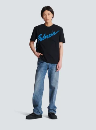 Balmain Lettre flockad T-shirt