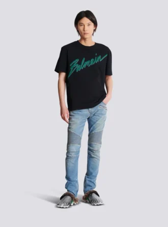 Balmain Lettre flockad T-shirt