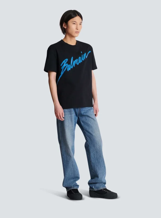 Balmain Lettre flockad T-shirt