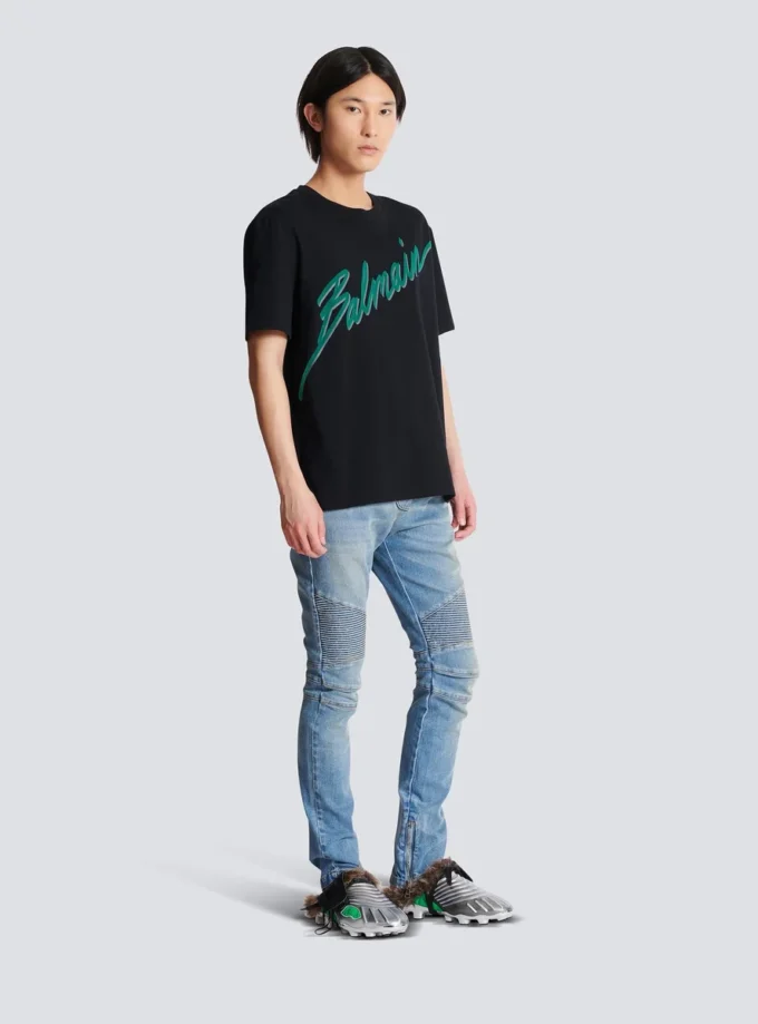 Balmain Lettre flockad T-shirt