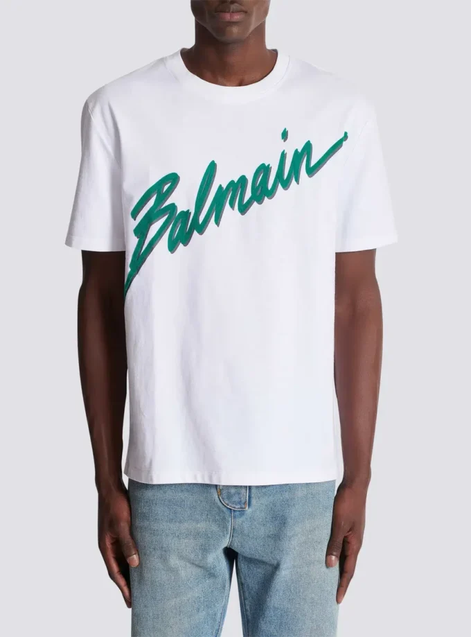 Balmain Lettre flockad T-shirt