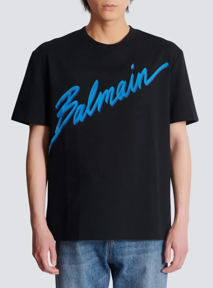 Balmain Lettre flockad T-shirt