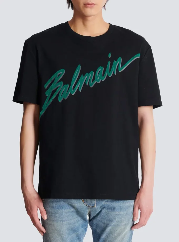 Balmain Lettre flockad T-shirt