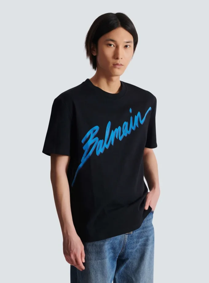Balmain Lettre flockad T-shirt