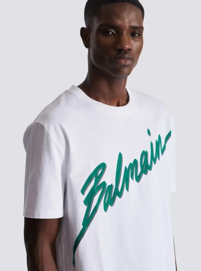 Balmain Lettre flockad T-shirt