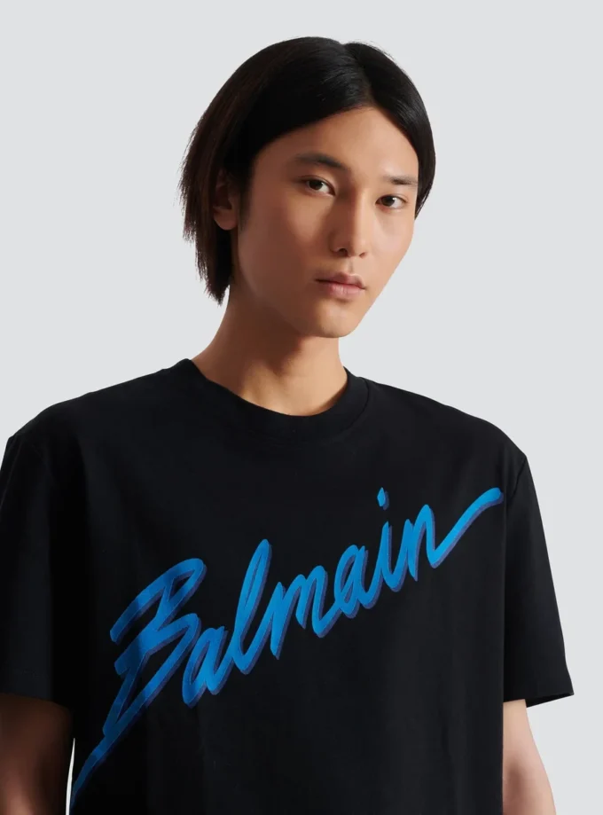 Balmain Lettre flockad T-shirt