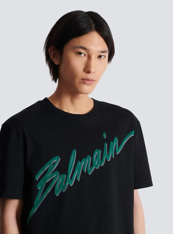 Balmain Lettre flockad T-shirt