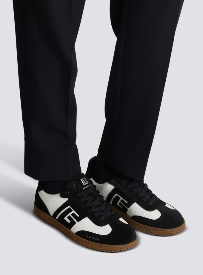 Balmain Swan sneakers i kalvskinn och mocka Balmain Swan sneakers i kalvskinn och mocka