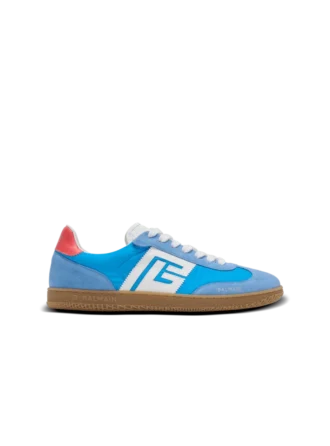 Balmain Swan sneakers i läder, mocka och nylon