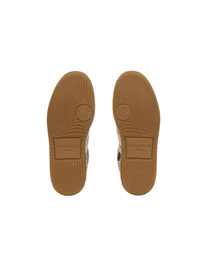 Balmain Swan sneakers i mocka med leopardmönster Balmain Swan sneakers i mocka med leopardmönster