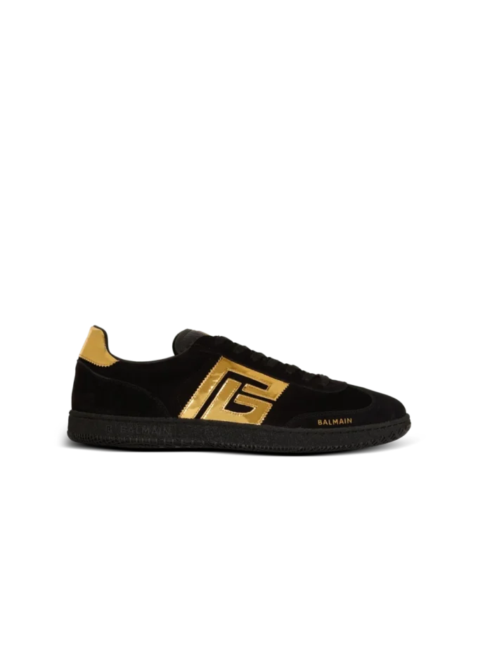 Balmain Swan sneakers i mocka och lackläder Balmain Swan sneakers i mocka och lackläder