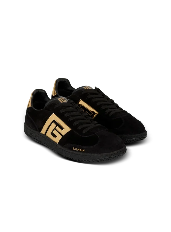Balmain Swan sneakers i mocka och lackläder Balmain Swan sneakers i mocka och lackläder