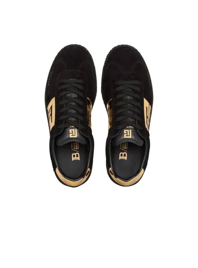 Balmain Swan sneakers i mocka och lackläder Balmain Swan sneakers i mocka och lackläder