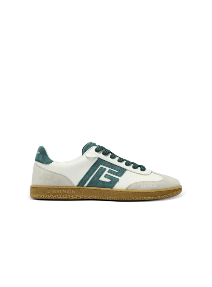 Balmain Swan sneakers i mocka och slätt läder Balmain Swan sneakers i mocka och slätt läder