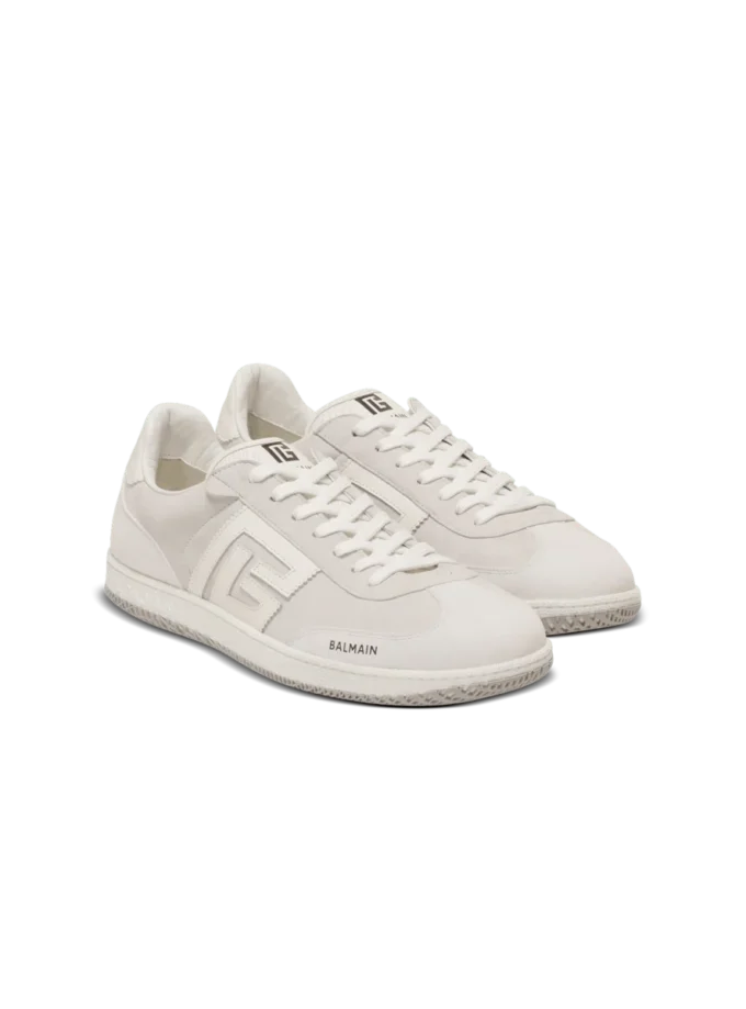 Balmain Swan sneakers i mocka och slätt läder Balmain Swan sneakers i mocka och slätt läder