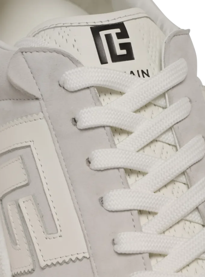 Balmain Swan sneakers i mocka och slätt läder Balmain Swan sneakers i mocka och slätt läder