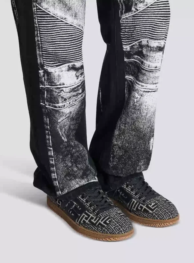 Balmain Swan sneakers i PB Labyrinth jacquard
