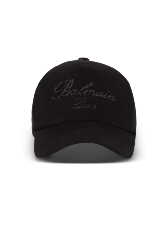 Baseballkeps i bomull med Balmain Signature-broderi