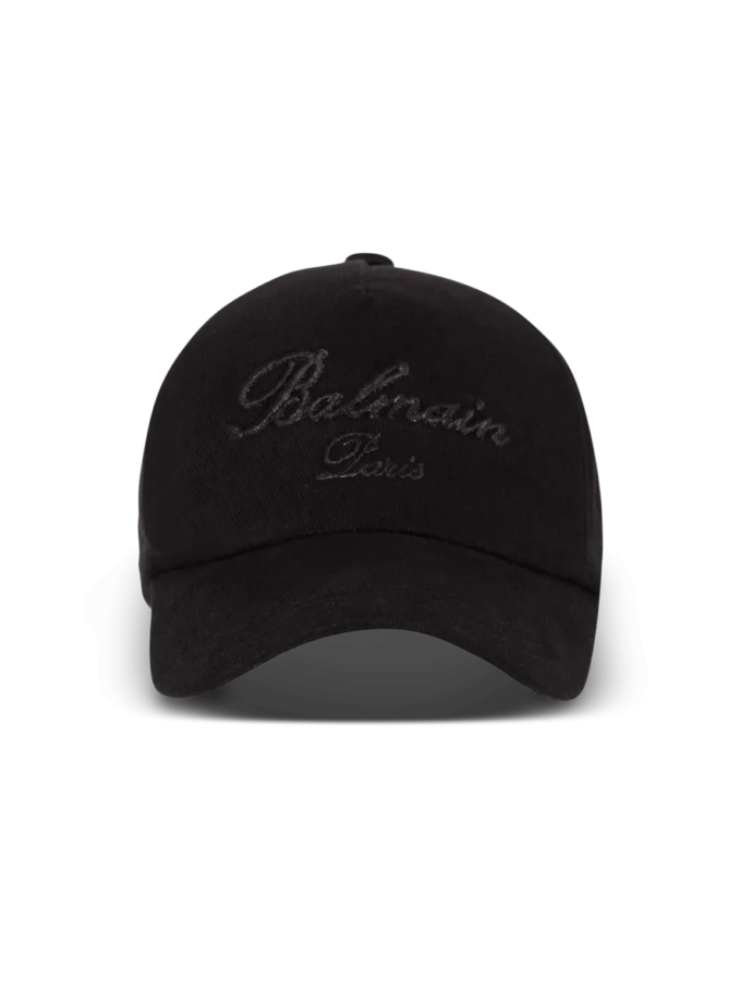 Baseballkeps i bomull med Balmain Signature-broderi