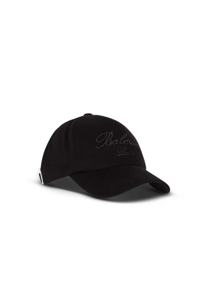 Baseballkeps i bomull med Balmain Signature-broderi