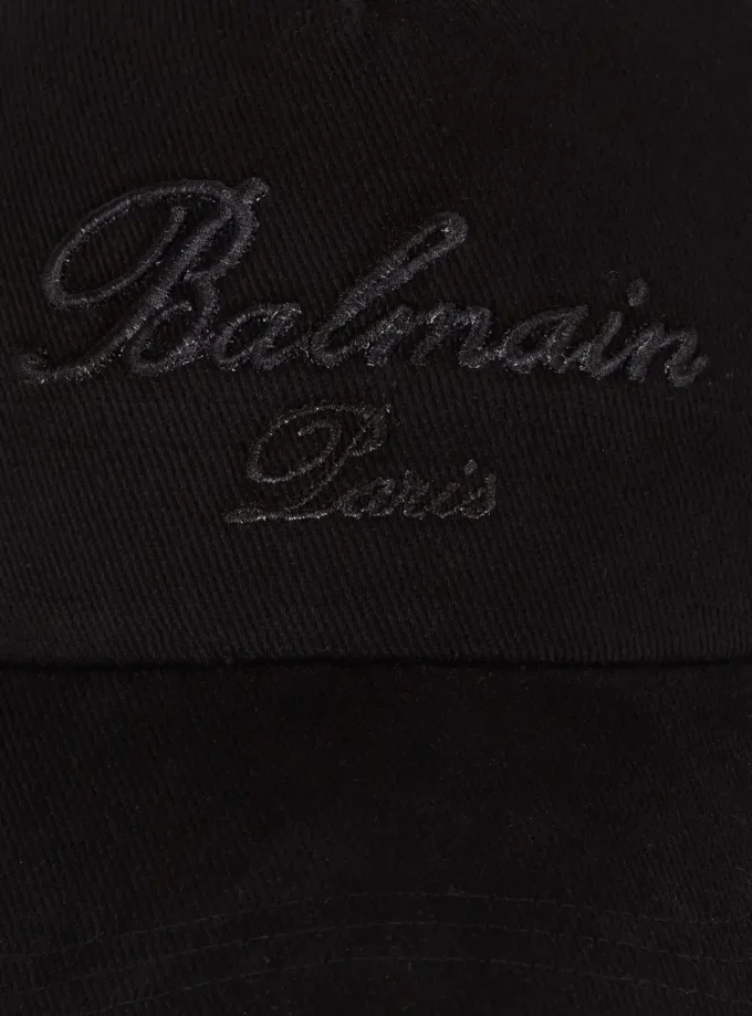 Baseballkeps i bomull med Balmain Signature-broderi