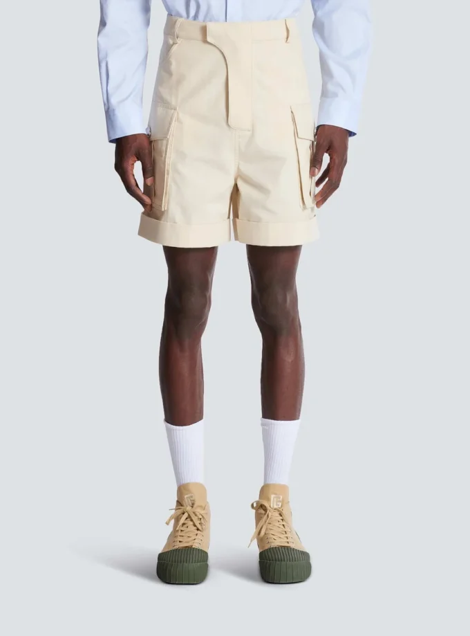 Bermudashorts i bomullstwill