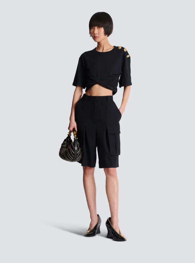 Bermudashorts i grain de poudre-ull