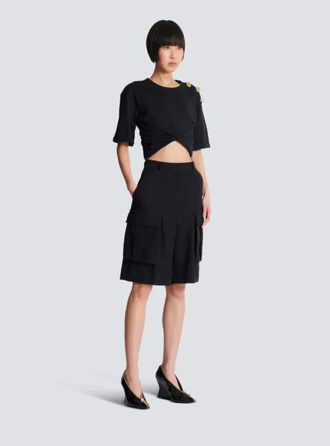 Bermudashorts i grain de poudre-ull