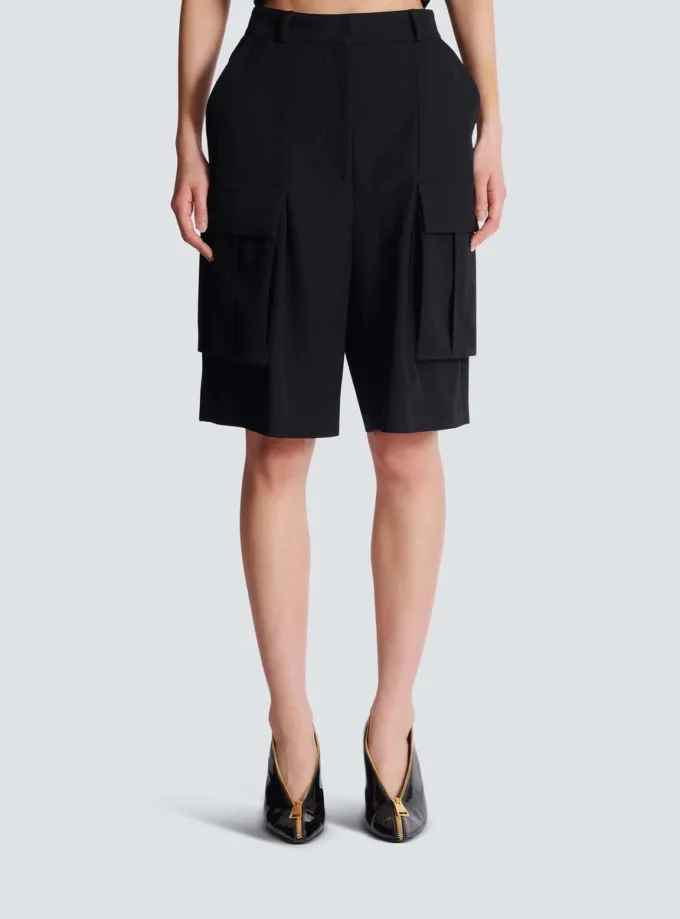 Bermudashorts i grain de poudre-ull