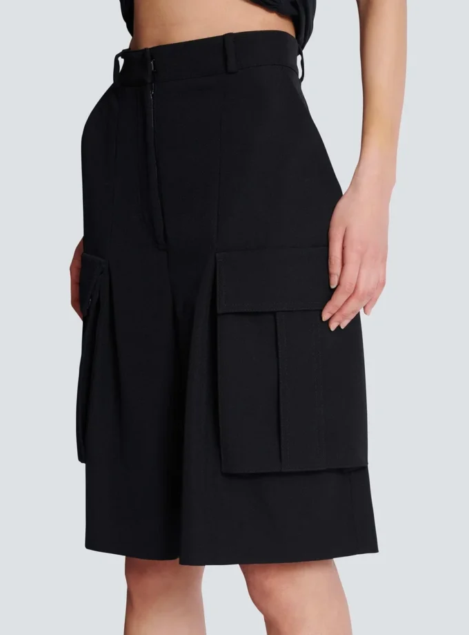 Bermudashorts i grain de poudre-ull