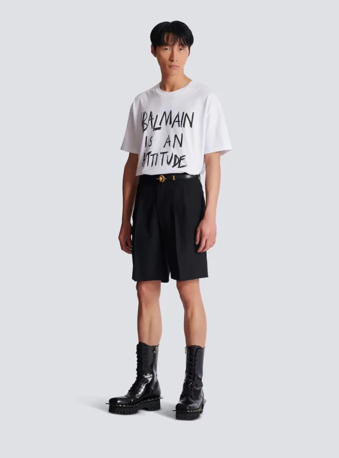 Bermudashorts i ull med insydda veck Bermudashorts i ull med insydda veck