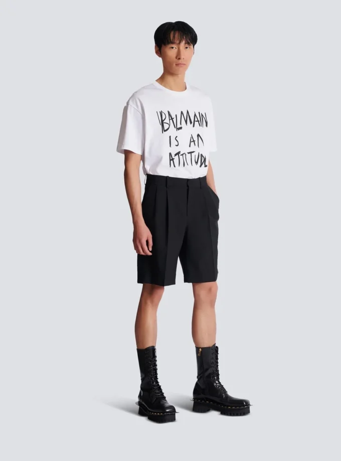 Bermudashorts i ull med insydda veck Bermudashorts i ull med insydda veck