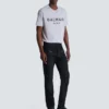 Bikerjeans i svart vintage-denim