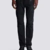 Bikerjeans i svart vintage-denim