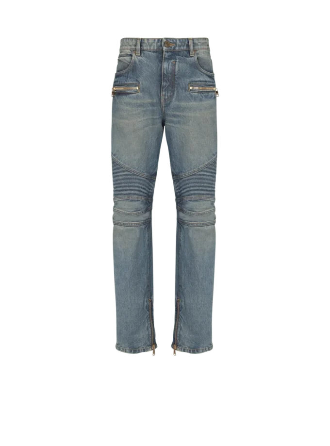Bikerjeans i vintage-denim
