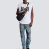 Bikerjeans i vintage-denim