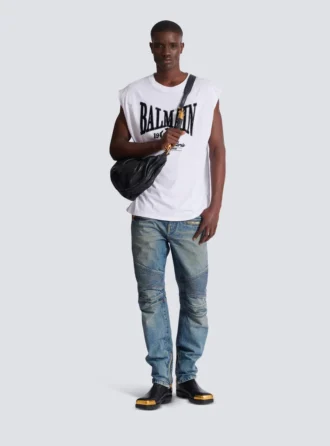 Bikerjeans i vintage-denim