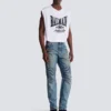 Bikerjeans i vintage-denim