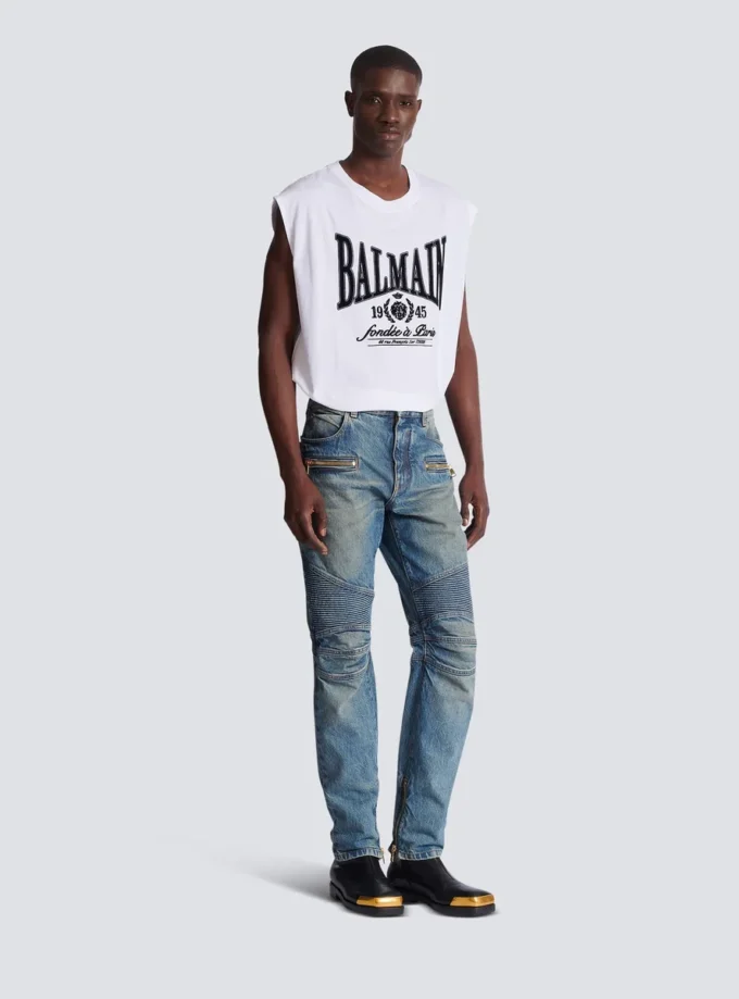Bikerjeans i vintage-denim