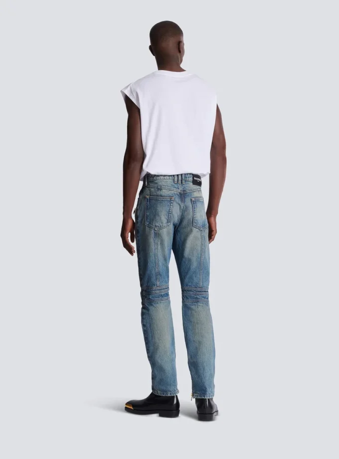 Bikerjeans i vintage-denim