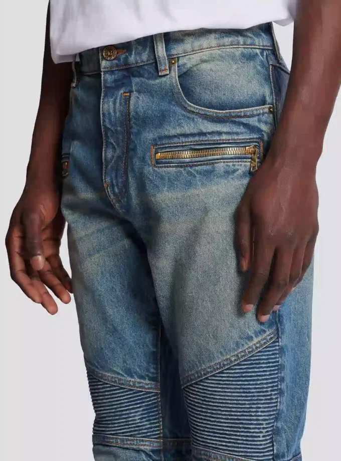 Bikerjeans i vintage-denim