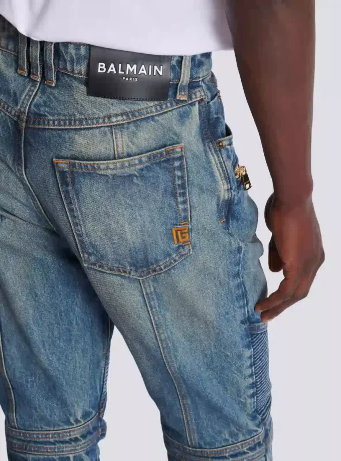 Bikerjeans i vintage-denim