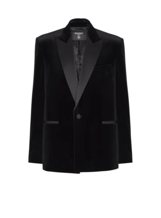 Blazer i sammet och satin med 1 knapp