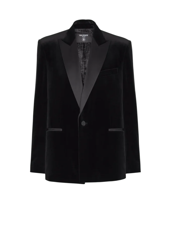 Blazer i sammet och satin med 1 knapp