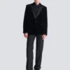 Blazer i sammet och satin med 1 knapp