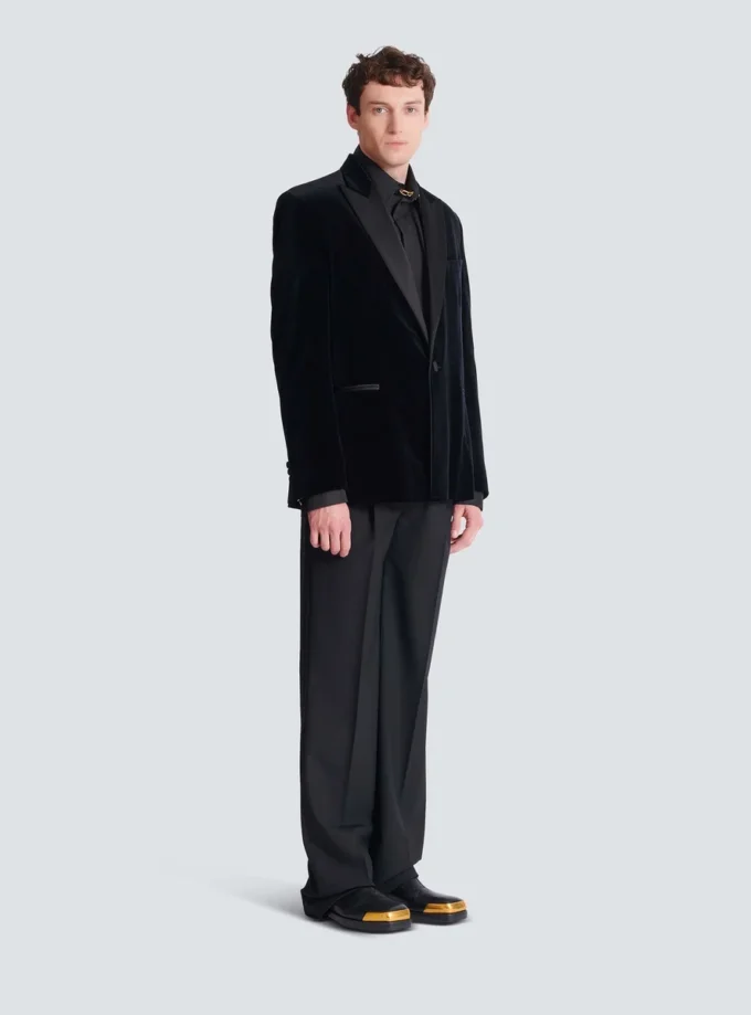 Blazer i sammet och satin med 1 knapp