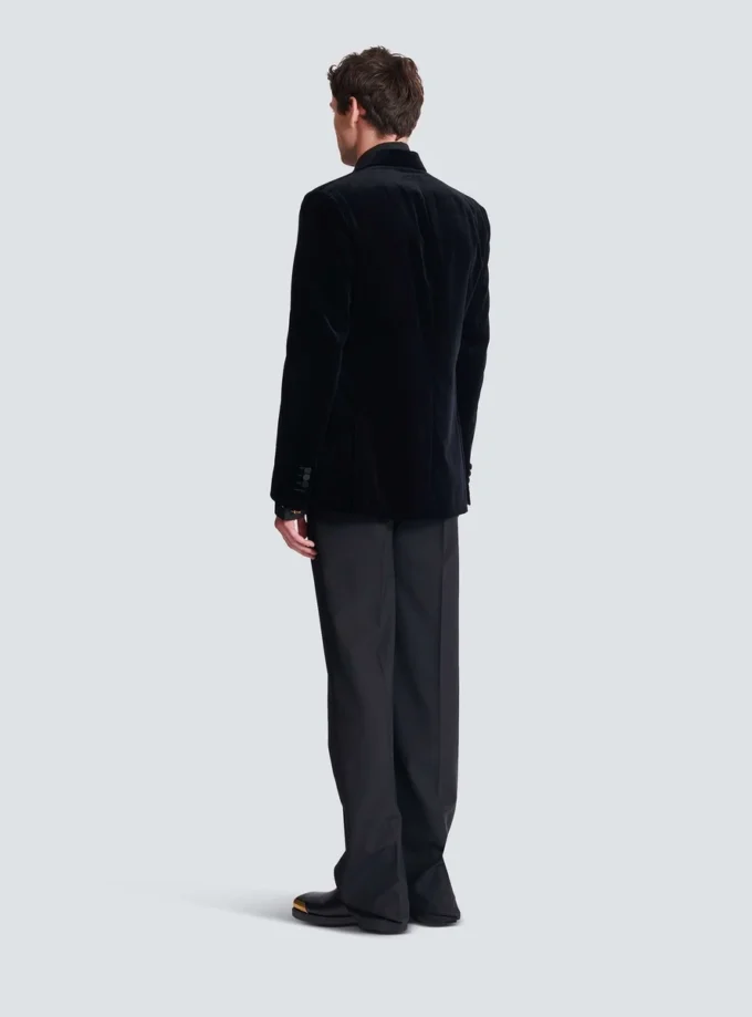 Blazer i sammet och satin med 1 knapp