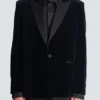 Blazer i sammet och satin med 1 knapp