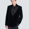 Blazer i sammet och satin med 1 knapp