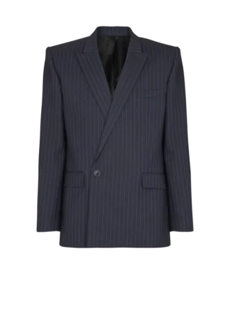Blazer i ull med smala ränder